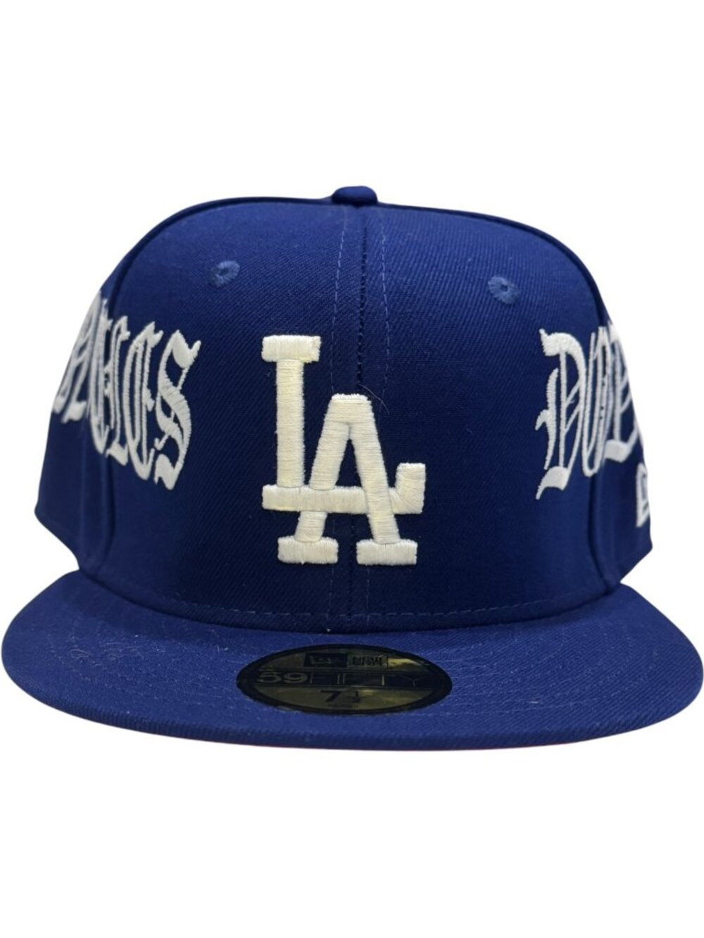 New Era LA Dodgers Old English Script 59FIFTY Fitted Hat Blue Size 7 1/2 NWT